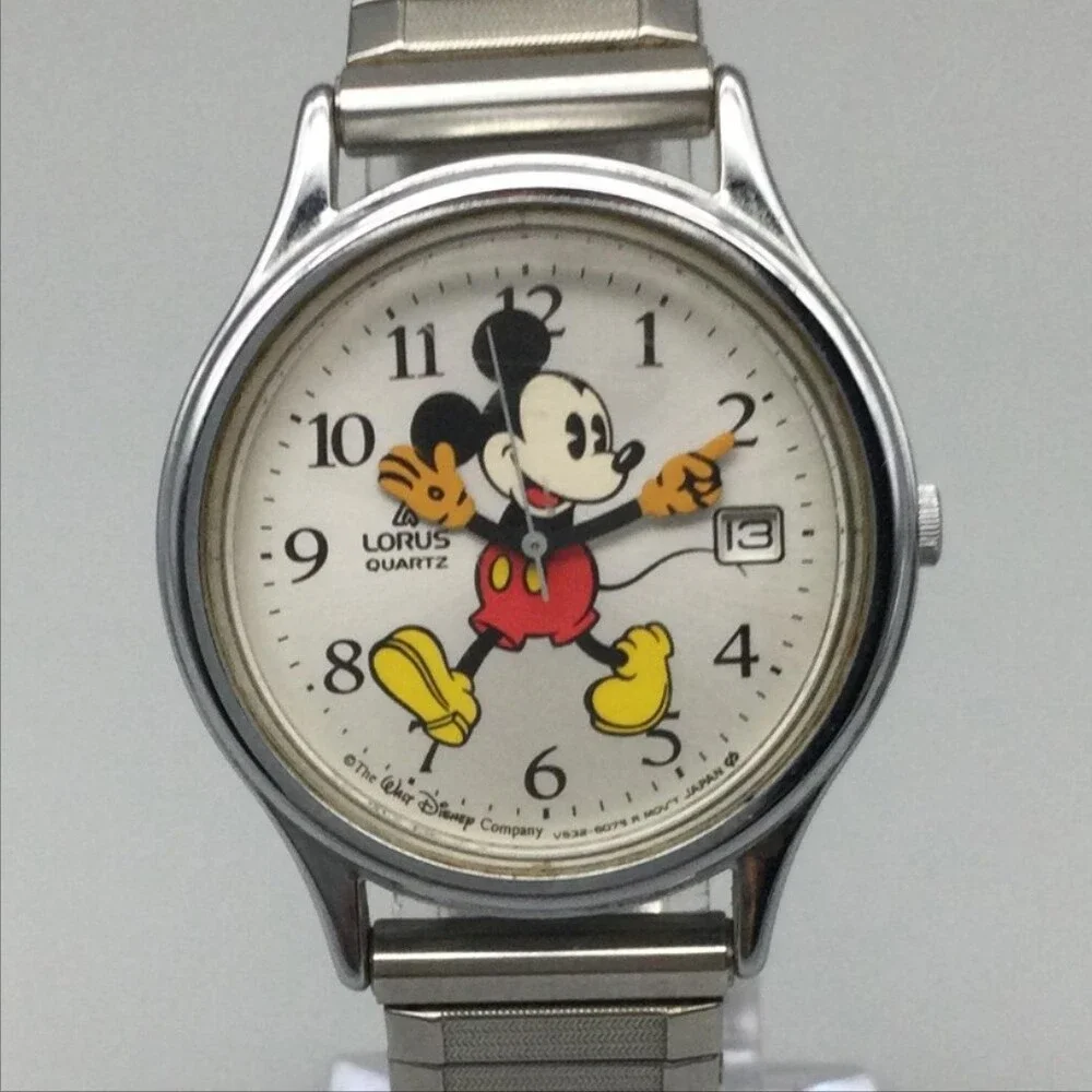 Vintage Lorus Mickey Mouse Womens Watch 32mm White Dial V532-6A20 New Battery